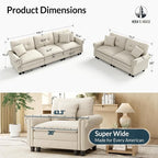 HERA'S HOUSE 2 Pieces Modular Sectional Sofa Sets, Oversized Couch Set - Image 2