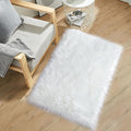 Sheepskin Faux Fur Rug, 2x3 White Fur Rug by TENNOLA