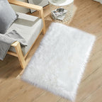 Sheepskin Faux Fur Rug, 2x3 White Fur Rug by TENNOLA