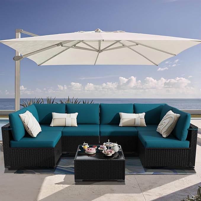 KIGOTY 7-Piece Patio Furniture Set, All-Weather PE Rattan Outdoor Sectional Sofa - Image 2