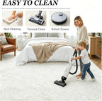 Area Rug Living Room Bedroom: 4x6 Fluffy Plush Shag Carpet Ivory | - Image 8