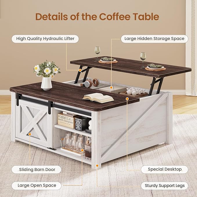 SEDETA 31.5" Lift Top Coffee Table - Image 3