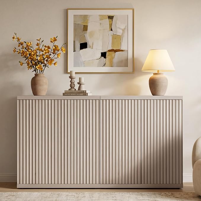 SICOTAS Buffet Cabinet with Storage Accent Sideboard Modern Credenza with Doors - Image 2