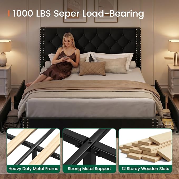 LARMACE Queen Size Platform Bed Frame - Image 6
