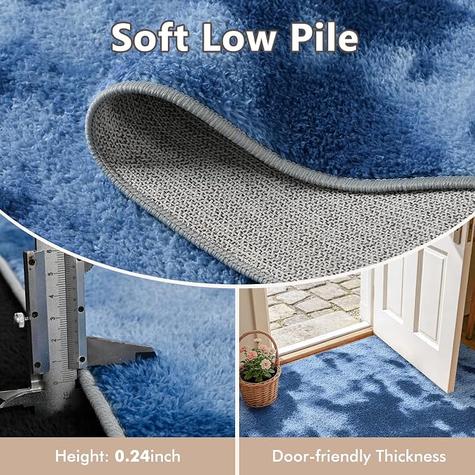 2x10 Tie-dye Dark Teal Runner Rug Washable Non-Slip - Image 5