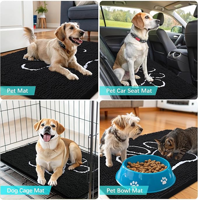 OLANLY Dog Door Mat for Muddy Paws 47x32, Paw Print Design Chenille Mud Mat | - Image 7