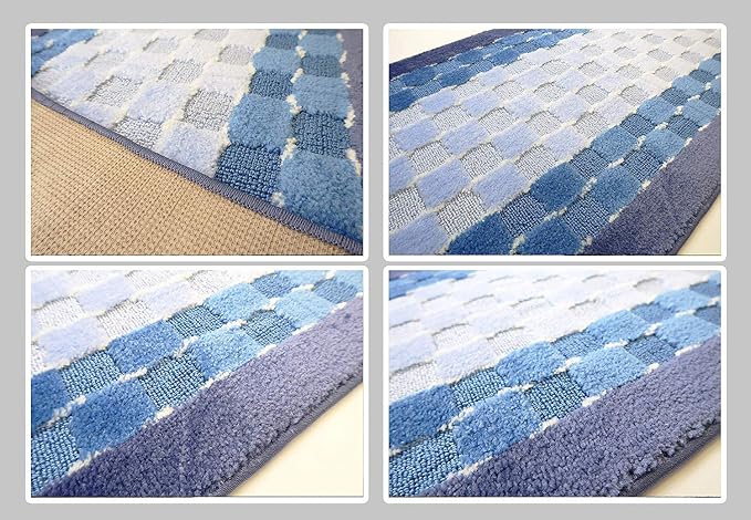 13 Ft Blue Hallway Runner Rug, Custom Size Non Slip Washable, Pet Friendly | - Image 5