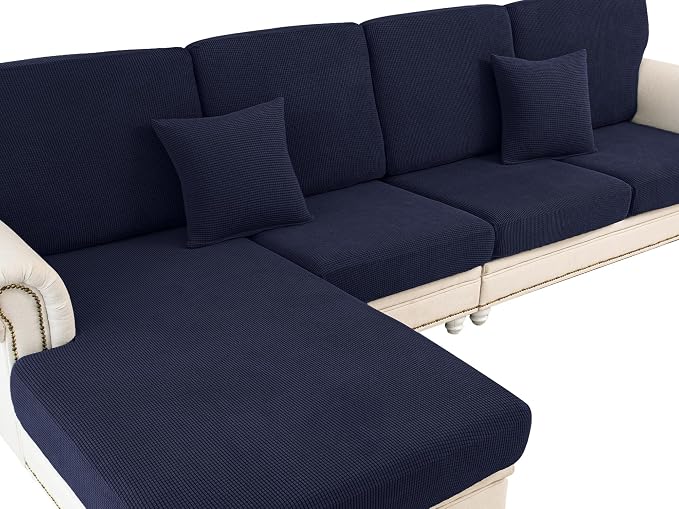 LA MEACK Couch Cushion Covers for Sectional Sofa L Shape Washable Separate Seat by LA+MEACK