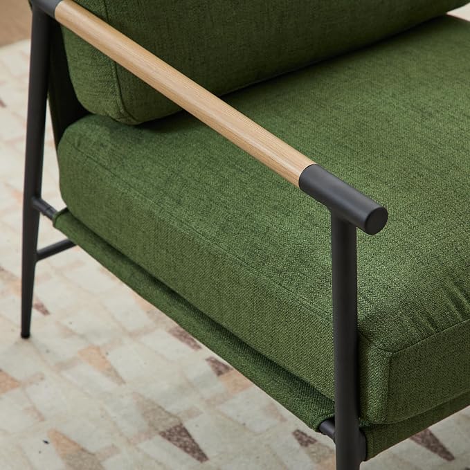 Ya-Home Mid-Century Accent Chair, Soft Armchair Linen Fabric Lounge Chair - Image 5