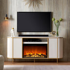 OKD Luxury 70" Fluted Fireplace TV Stand, Modern Chic Entertainment Center - Image 2