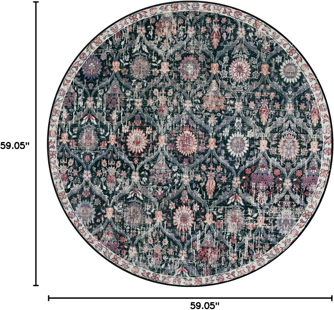 Lahome Moroccan Washable Round Area Rug, Soft Round Rug 5ft Soft Non-Slip | - Image 2