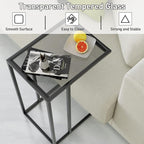 C Table Glass End Table, Couch Side Table, Tempered Glass Snack Side Table - Image 4
