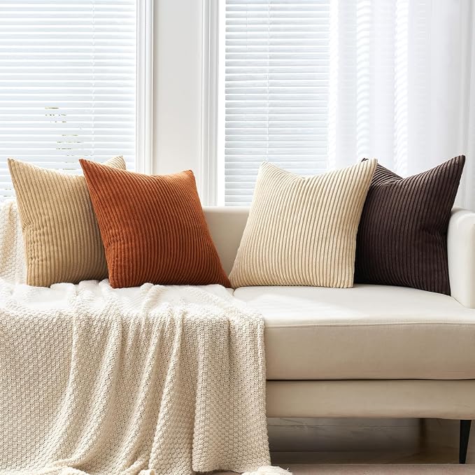 MIULEE Fall Decorative Throw Pillow Covers Chocolate Brown Rust 18x18 | Set of 4 - Image 5