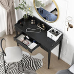 Space-Saving Black Wood Makeup Vanity Desk – Modern Computer Table - Image 5