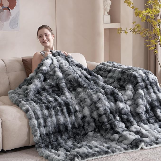 50x60 Inches Ultra-Soft Fuzzy Faux Fur Plush Throw Blanket - Image 2