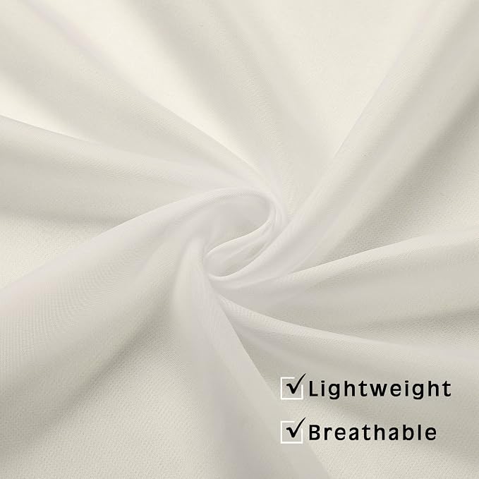 Sheer Ivory Curtains Light Filtering Window Drapes - Image 4