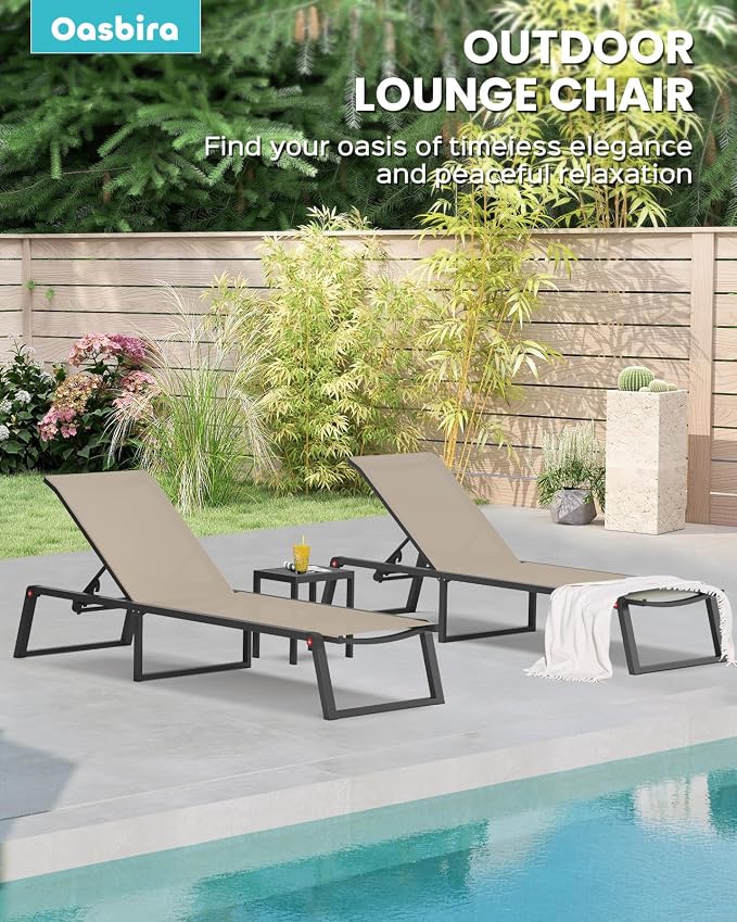 Aluminum Chaise Lounge Chair Outdoor, Foldable& No Assembly Patio Pool Lounge - Image 8