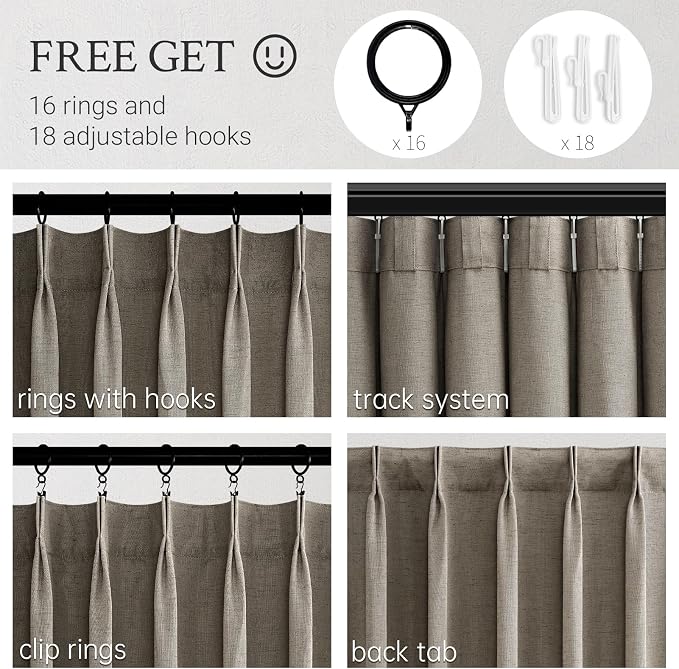 Topfinel Burlywood Pinch Pleated Curtains 84 Inches Long - Image 3