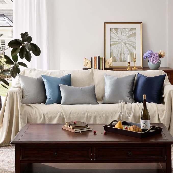 GIGIZAZA Dark Grey Velvet Throw Pillow Covers 12x20 Pack of 2 | Decorative - Image 7