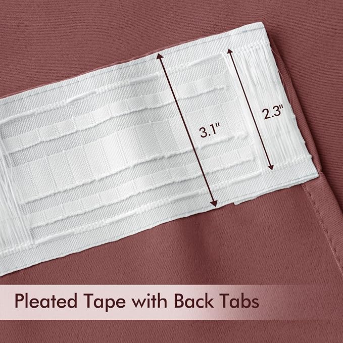 MIULEE Dusty Rose Back Tab Blackout Curtains 52x63 Inches Long 2 Panels Set | - Image 4