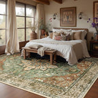 RELEANY Washable Area Rug, Brick/Brown/Green | Non-Slip, Water Repellent - Image 3