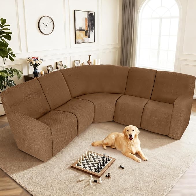 ALIECOM 100% Waterproof Recliner Sectional Couch Covers L Shape Stretch Corner - Image 2