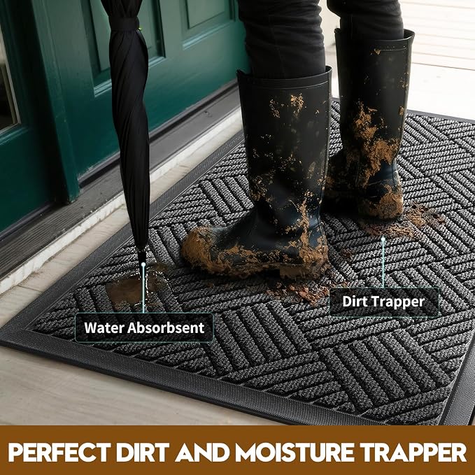 Front Door Mat, Heavy Duty Waterproof Doormat 31.5"x20", Stain Fade Resistant - Image 2