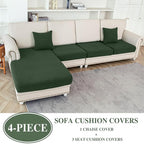 LA MEACK Couch Cushion Covers for Sectional Sofa L Shape Washable Separate Seat - Image 2