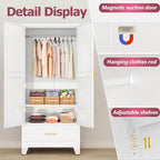 GAIOUS Steel Armoire Wardrobe Closet - Image 3