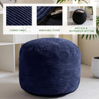 HIGOGOGO Round Stuffed Pouf Ottoman, Corduroy Poufs - Image 3