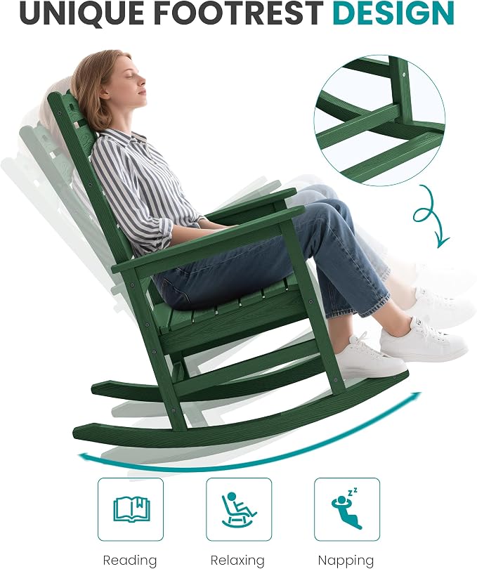 SERWALL Outdoor Rocking Chair Set of 2, Oversized Rocking Chair - Image 7