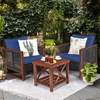 Tangkula 3 Pieces Patio Wicker Furniture Set, Rattan Outdoor Sofa Set - Image 2
