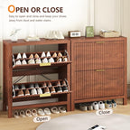 YOMILUVE Shoe Cabinet Storage for Entryway, Fluted Shoe Cabinet - Image 7