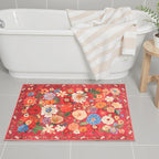 Floral Entry Rug Small Red Door Mat 24x17Inch - Image 5