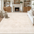 8x10 Area Rugs Living Room: Bedroom Neutral Washable Carpet Beige | Large by Luxturiy