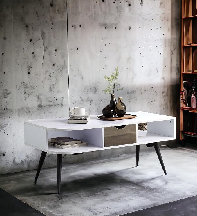 Modern Coffee Table 44 in, Sturdy Metal Frame Center Table - Image 4