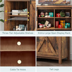 70" Farmhouse TV Stands for 70 75 80inch TV w/Adjustable Shelves, Sliding Barn - Image 6