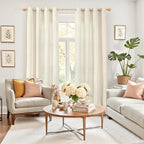YoungsTex Beige Linen Curtains 84 Inches Long 2 Panels - Image 2