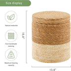 Wimarsbon Round Pouf Ottomans, Handwoven Natural Water Hyacinth Seagrass Pouffe - Image 3