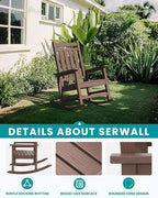 SERWALL Oversized Outdoor Rocking Chair Set of 4, HDPE Rocker - Image 4