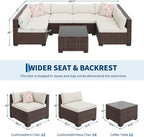 GarveeHome 7-Piece Modular Outdoor Patio Set, Sectional Rattan Wicker Sofa - Image 2