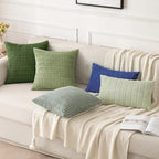 MIULEE Lumbar Corduroy Decorative Throw Pillow Covers 12x20 Moss Green | Pack - Image 4