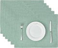 BALCONY & FALCON Placemats Set of 6 Faux Linen Cloth Place Mats Washable by BALCONYFALCON