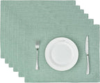 BALCONY & FALCON Placemats Set of 6 Faux Linen Cloth Place Mats Washable by BALCONYFALCON