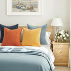Topfinel Decorative Velvet Pillow Covers 18x18 New Blue and Orange Boho - Image 3