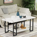AWQM Marble Coffee Table, Faux Marble Top Rectangular Coffee Table by AWQM