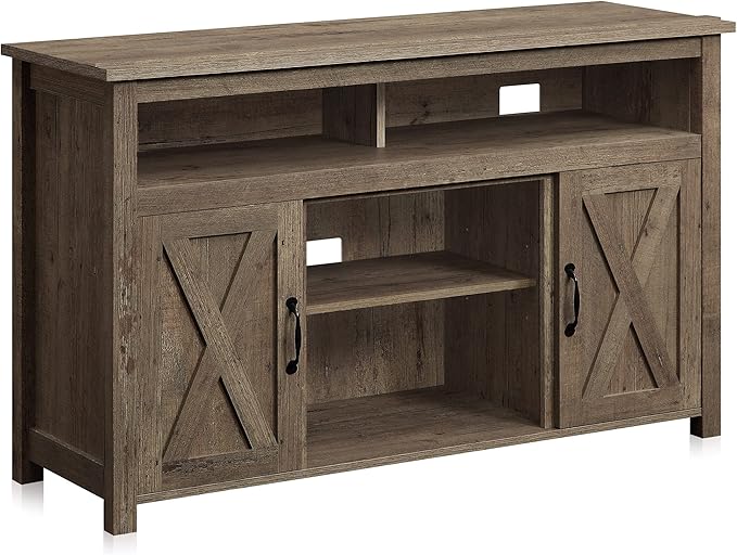 BELLEZE Modern 48 Inch Barn Door Wood TV Stand & Media Entertainment Center by BELLEZE