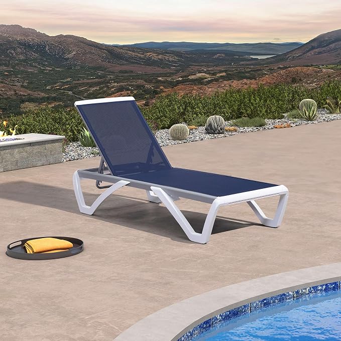 PURPLE LEAF Patio Chaise Lounge Chair Outside Aluminum Plastic Stackable - Image 9