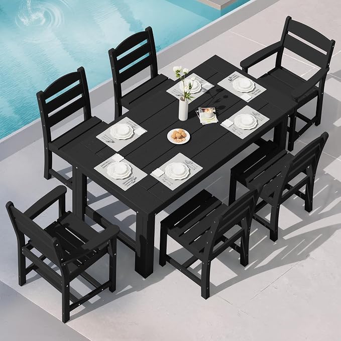 SERWALL Outdoor Dining Table Set, 67‘’ HDPE Patio Dining Set by SERWALL