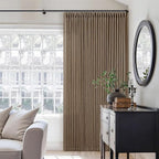92 Inch Memory Shaped Light Filtering Linen Pleat Brown Window Curtains | Dutch - Image 7